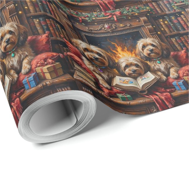 Lhasa Apso Christmas Bookshelf Nook Holiday Presentpapper (Rulle Hörn)