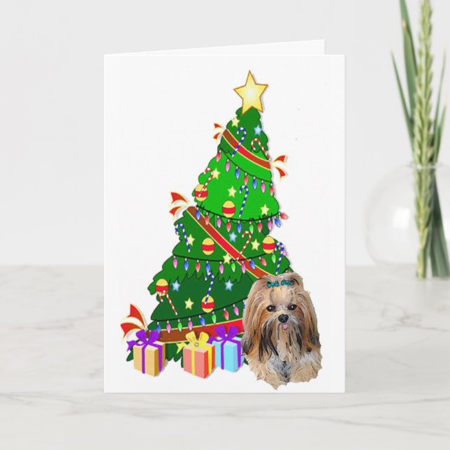 Lhasa Apso Christmas Helgkort (Framsida)