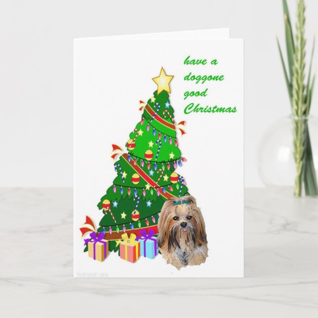 LHASA APSO CHRISTMAS HELGKORT (Framsida)