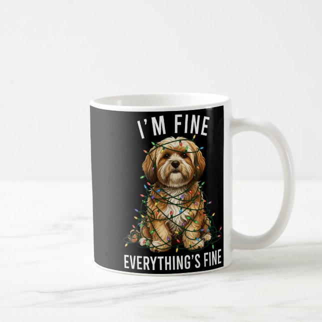 Lhasa Apso Christmas I'm Fine Everything Is Fine  Kaffemugg (Höger)