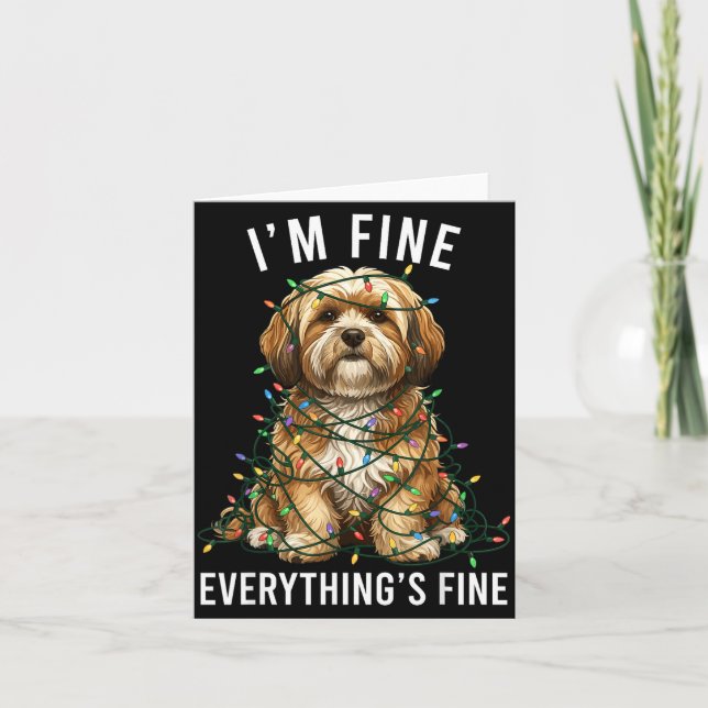 Lhasa Apso Christmas I'm Fine Everything Is Fine  Kort (Framsida)