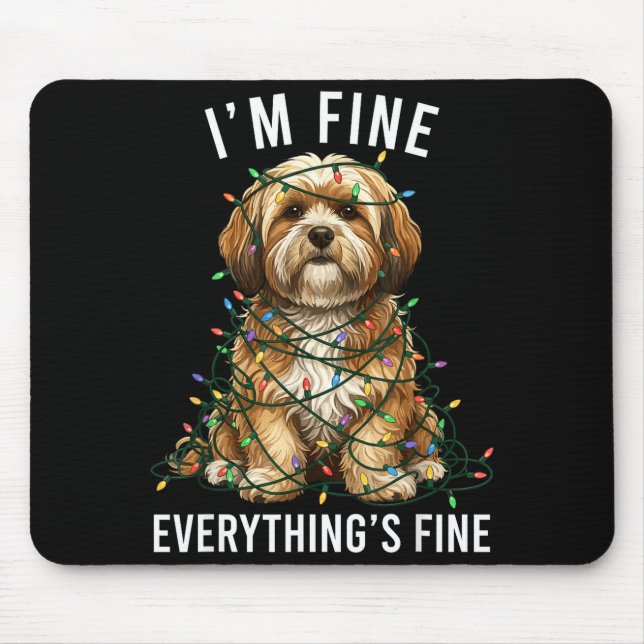 Lhasa Apso Christmas I'm Fine Everything Is Fine  Musmatta (Framsidan)