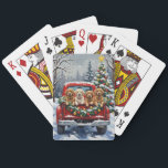 Lhasa Apso Christmas Red Truck Holiday Casinokort<br><div class="desc">Bring bold, shaggy-coated charm to your holiday season with this adorable Lhasa Apso Christmas design! This festive scene features three cute, expressive-eyed Lhasa Apsos sitting contentedly in the back of a classic red pickup truck, nestled in a picturesque snowy winter forest. The vintage truck is adorned with a vibrant Christmas...</div>