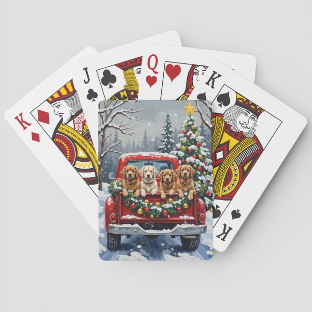 Lhasa Apso Christmas Red Truck Holiday Casinokort (Baksidan)