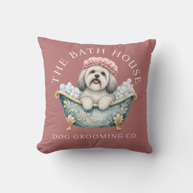 Lhasa Apso Dämpad Rosa Hundvårdsdyna Kudde (Framsida)