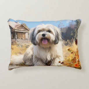 Lhasa Apso Digital Art Porträtt Prydnadskudde