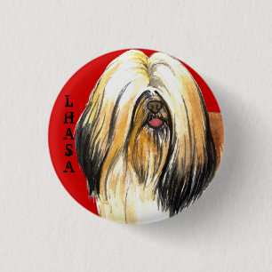 Lhasa Apso Färg Block Knapp