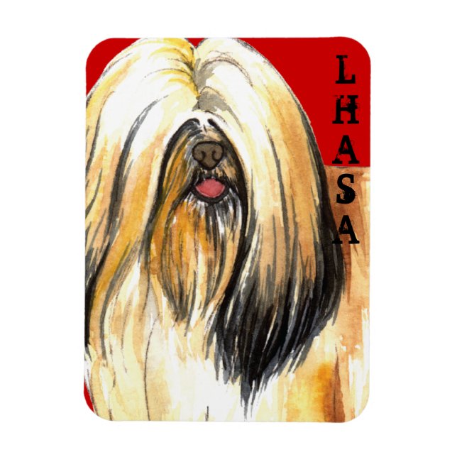 Lhasa Apso Färg Block Magnet (Vertikal)