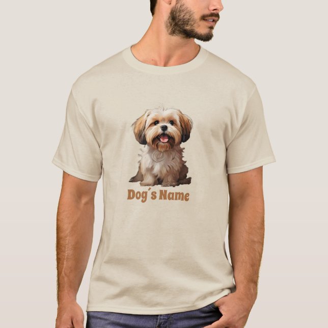 Lhasa Apso Färg Silhouette T Shirt (Framsida)
