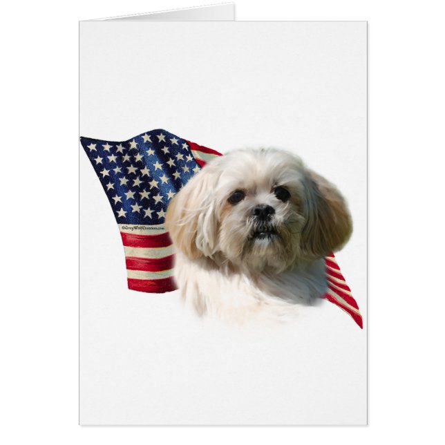 Lhasa Apso Flagga Hälsningskort (Framsidan)