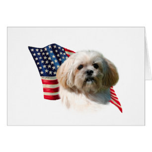 Lhasa Apso Flagga Hälsningskort