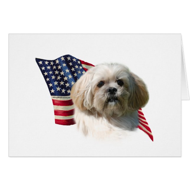 Lhasa Apso Flagga Hälsningskort (Framsidan Horizontal)