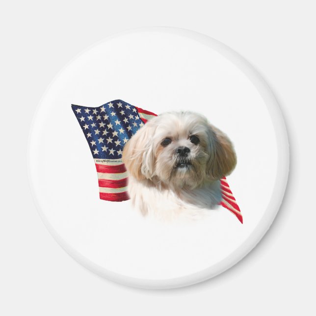 Lhasa Apso Flagga Magnet (Framsidan)