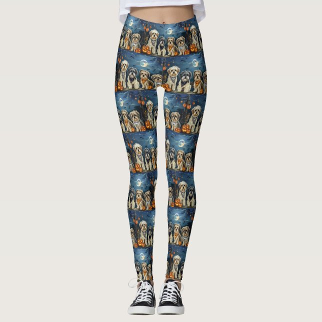Lhasa Apso Halloween Kuslig  Leggings (Framsida)