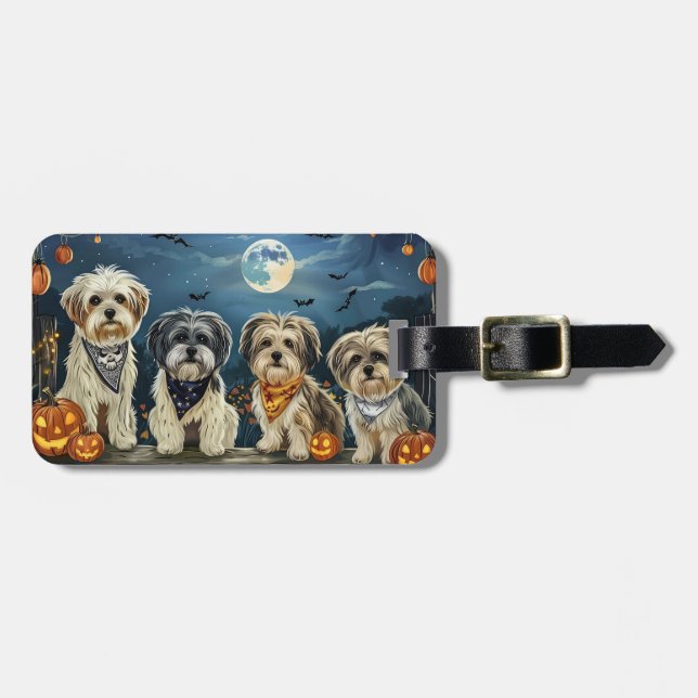 Lhasa Apso Halloween Spooky Bagagebricka (Horisontell Framsida)