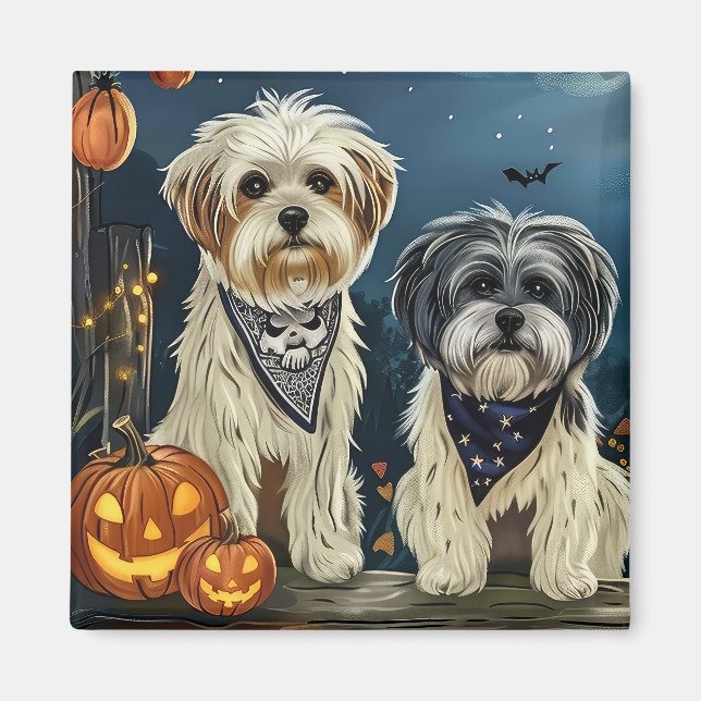 Lhasa Apso Halloween Spooky Magnet (Framsidan)