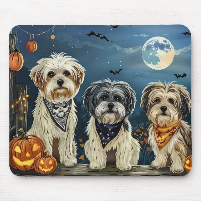 Lhasa Apso Halloween Spooky Musmatta (Framsidan)