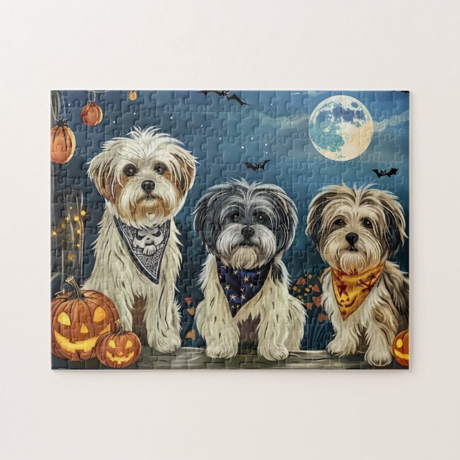 Lhasa Apso Halloween Spooky Pussel (Horisontell)