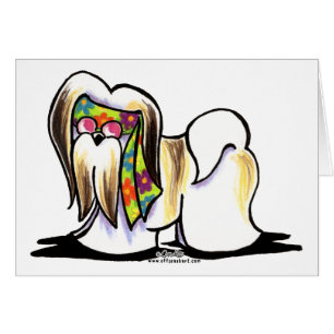 Lhasa Apso Hippie Hälsningskort