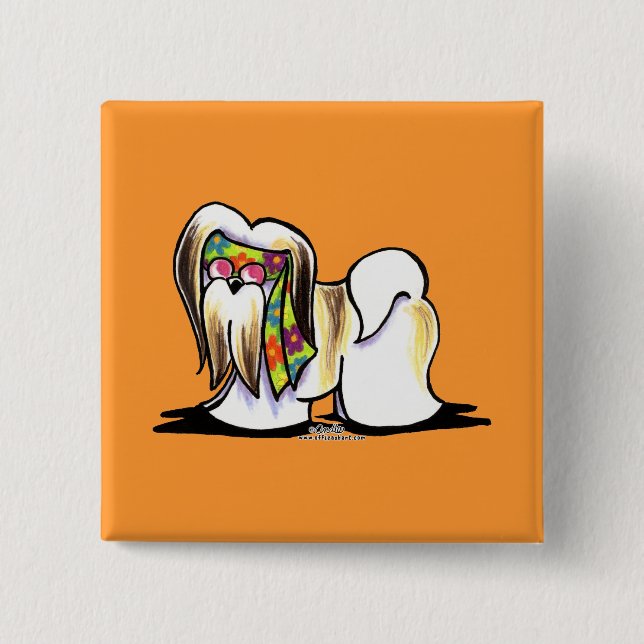 Lhasa Apso Hippie Knapp (Framsida)