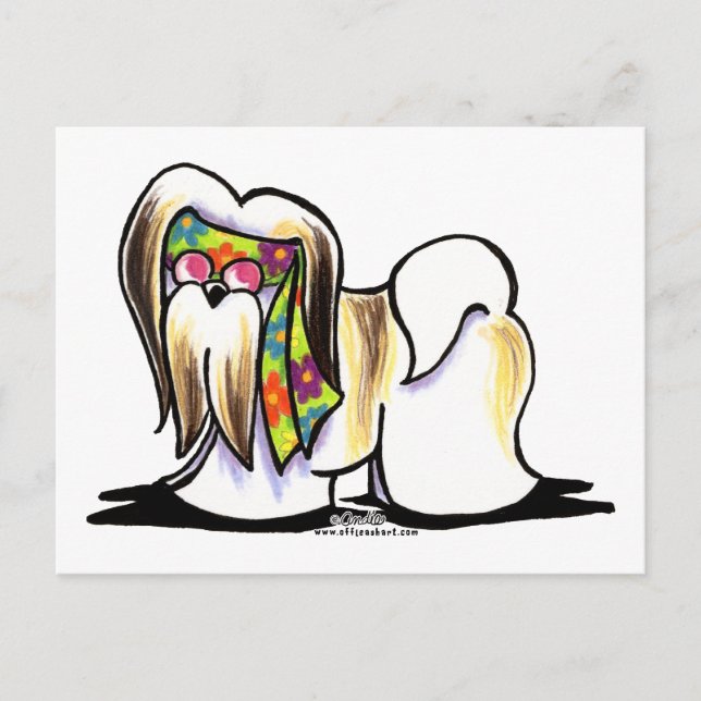 Lhasa Apso Hippie Vykort (Framsida)