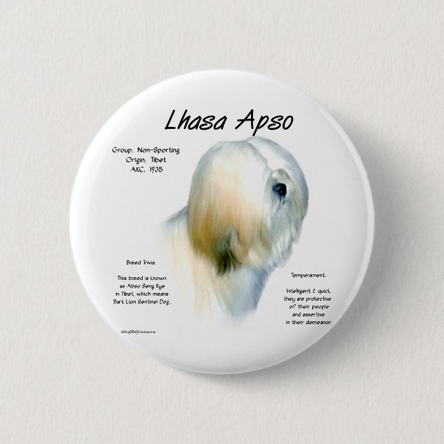 Lhasa Apso-historikdesign Knapp (Framsida)