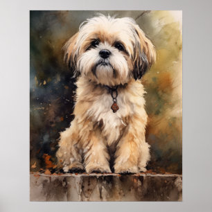 Lhasa Apso Hund Art Print Poster