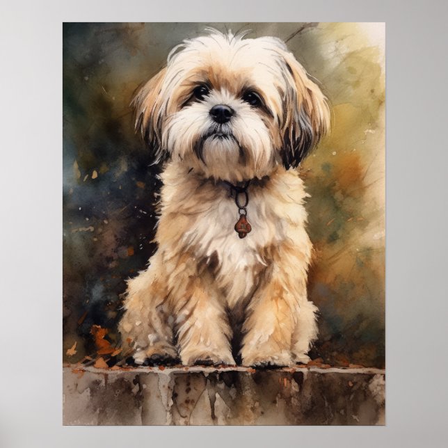 Lhasa Apso Hund Art Print Poster (Framsidan)