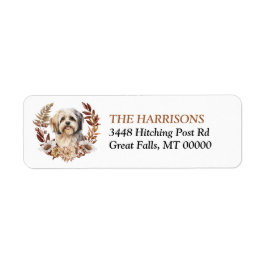 Lhasa Apso Hund Autumn WAN Returadress Etikett