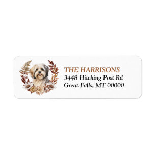 Lhasa Apso Hund Autumn WAN Returadress Etikett