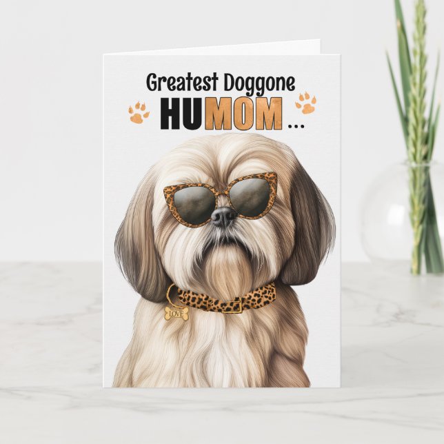 Lhasa Apso Hund Best HuMOM Aldrig Mors dag Helgkort (Framsida)