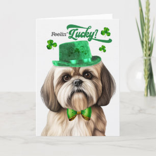 Lhasa Apso Hund Feelin' Lucky St patrick's day Helgkort