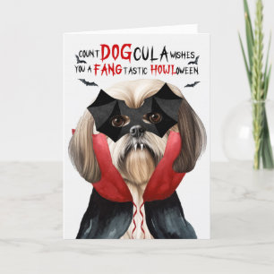 Lhasa Apso Hund Funny Count DOGcula Halloween Helgkort