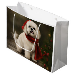 Lhasa Apso Hund i Snö Jul