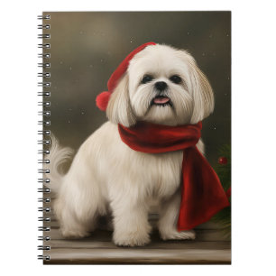 Lhasa Apso Hund i Snö Jul Anteckningsbok