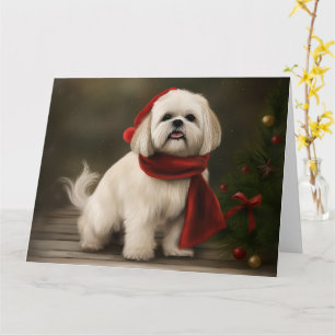 Lhasa Apso Hund i Snö jul Kort