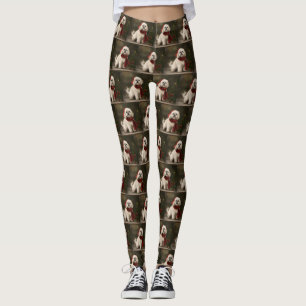 Lhasa Apso Hund i Snö jul Leggings