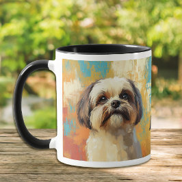 Lhasa Apso Hund Impressionistiskt färgton Mugg