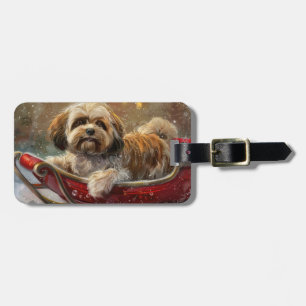 Lhasa Apso Hund Jul Festlig Bagagebricka