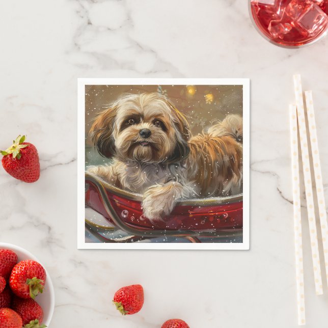Lhasa Apso Hund julafton Pappersservett (Insitu)