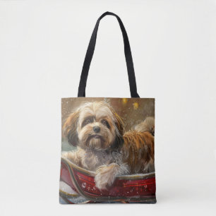 Lhasa Apso Hund julafton Tygkasse