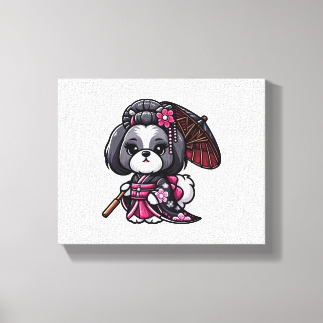 Lhasa Apso Hund Kimono Canvastryck (Framsida)