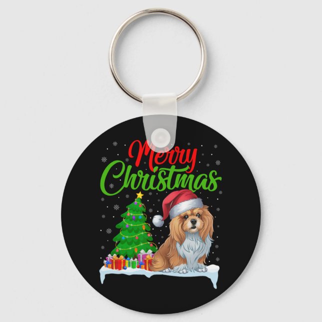 Lhasa Apso Hund Ljus Funny Julafton Do Nyckelring (Framsida)