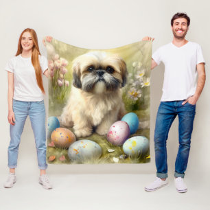 Lhasa Apso-Hund med Påskägg Helgdag Fleecefilt