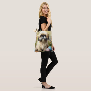 Lhasa Apso Hund med Påskägg Semester Tygkasse