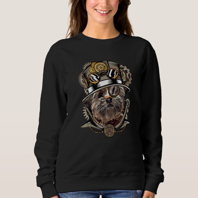 Lhasa Apso Hund Medeltida Viktoriansk Gotisk Steam T Shirt (Framsida)