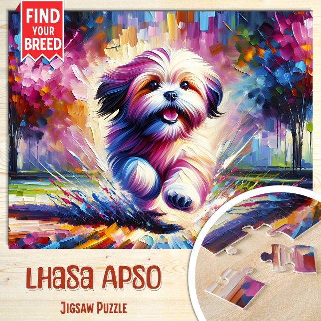Lhasa Apso Hund Porträtt Akryl Konsttryck Hund Pussel (Skapare uppladdad)