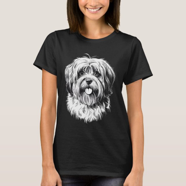 Lhasa Apso Hund T Shirt (Framsida)