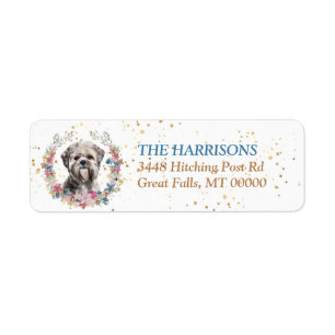 Lhasa Apso Hund Vår blommor Returadress Etikett