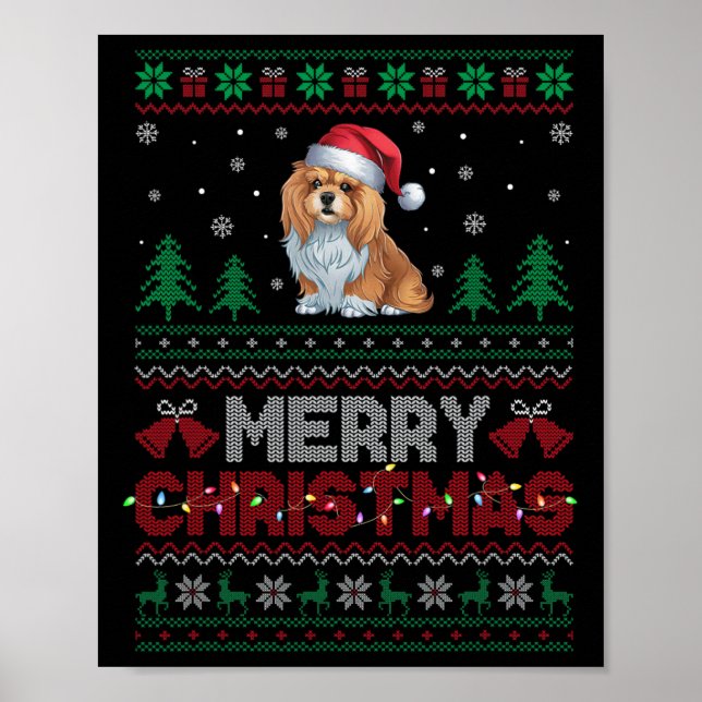 Lhasa Apso Hundälskarna Santa Hat Julgran Lig Poster (Framsidan)
